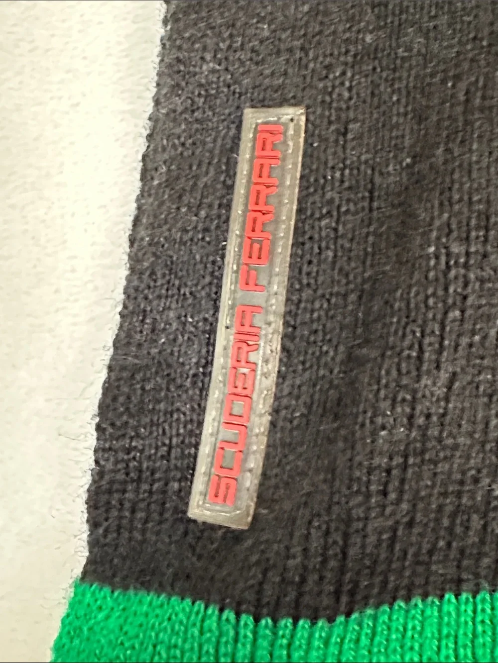Ferrari Black Scarf Neck Warmer with Tricolore Stripe